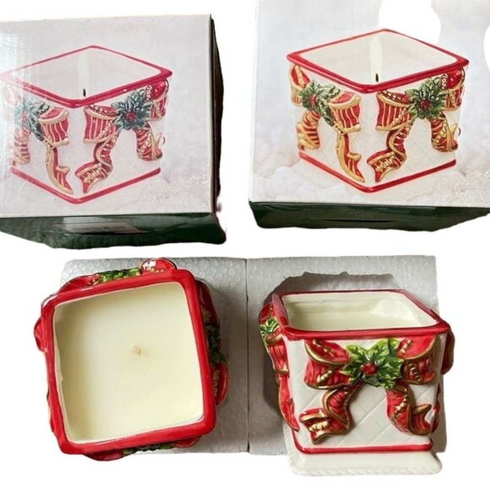 Vintage JC Penney Home Collection Vanilla Candle Votive Holly Christmas Holiday